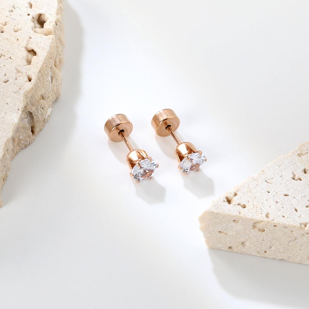 Spiral Twist Lock Ear Cartilage Studs Delicate Small Earrings Push Back Ear Jewelry for Women