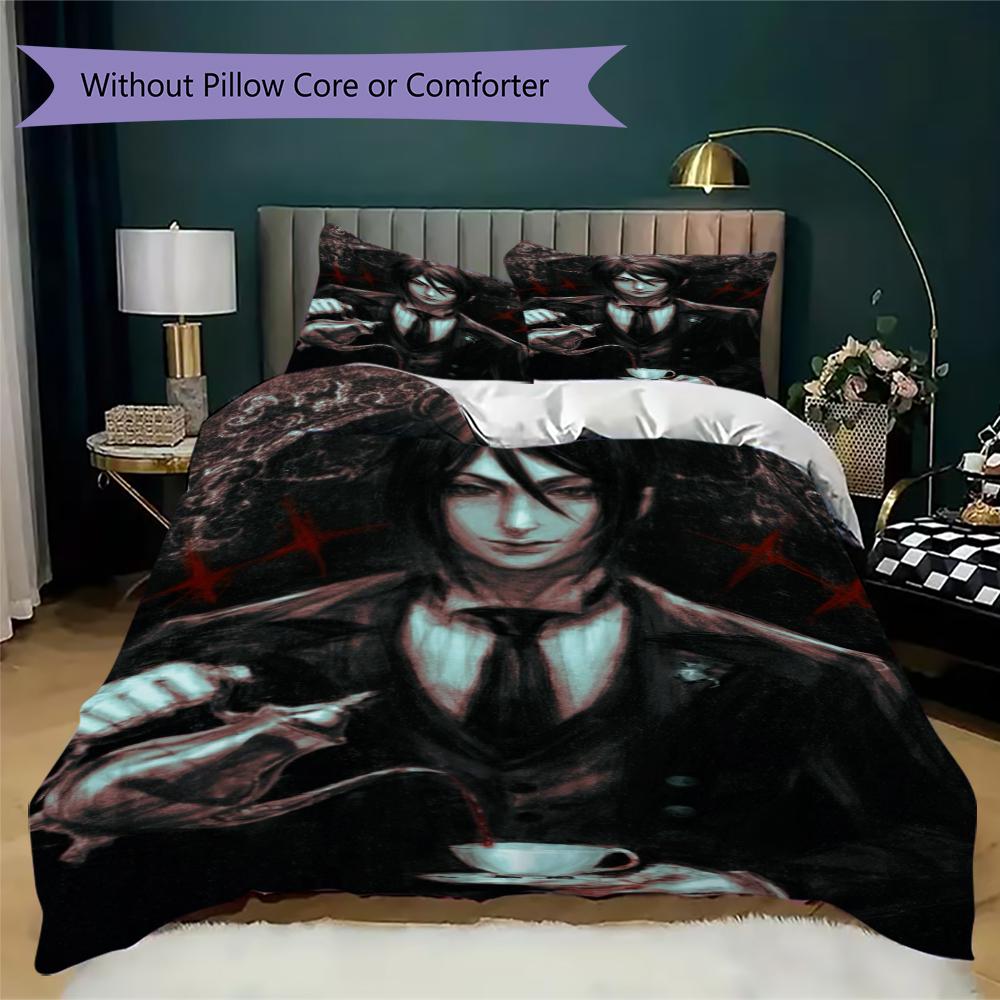 Set Copripiumino Trapuntato con Fantasia Black Butler Copripiumino Federa Decorazione per la Casa Regalo di Compleanno (1 * copripiumino + 2 * federe senza imbottitura)08