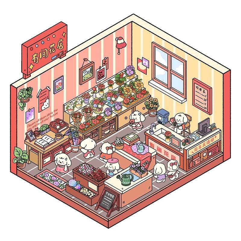 Cartoon Miniature Scene 3D Stickers Retro DIY  PET Landscape Stickers Decompression Korean Stationery Scrapbooking Posters