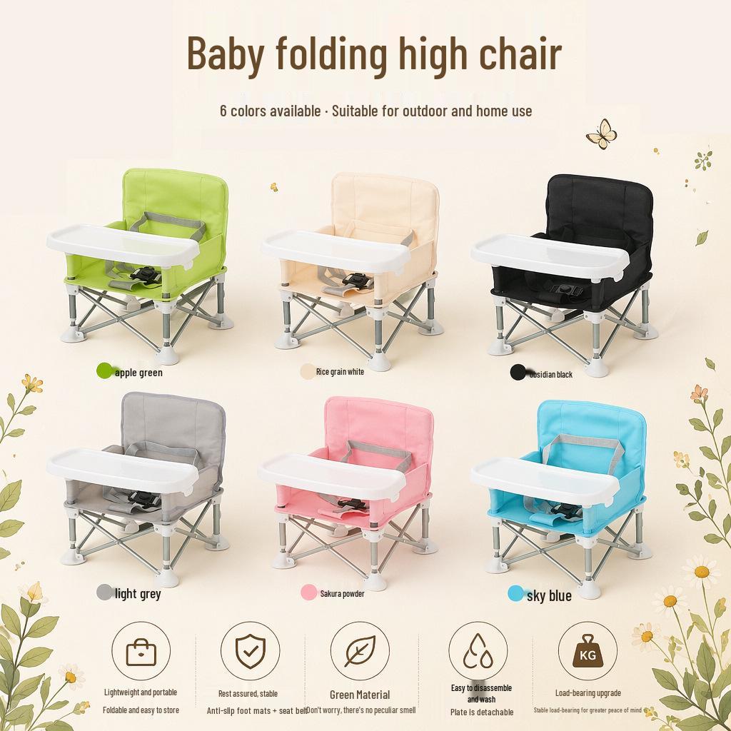 Portable Foldable Children's High Chair: Lightweight Aluminum Camping & Beach Chair with Eating Table.
