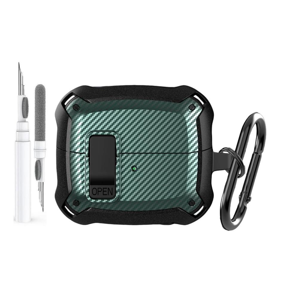 Carbon Fiber Case For Samsung Galaxy Buds 3/Galaxy Buds 3Pro with Keychain Secure Lock Shockproof Protective Case for Woman Man