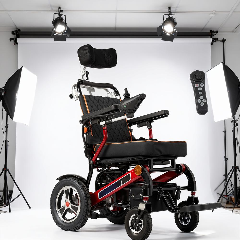 EU-Lager Elektrischer Rollstuhl mit zwei Batterien,Leichter Faltbarer Elektrorollstuhl, Tragbarer Faltbarer Transportrollstuhl