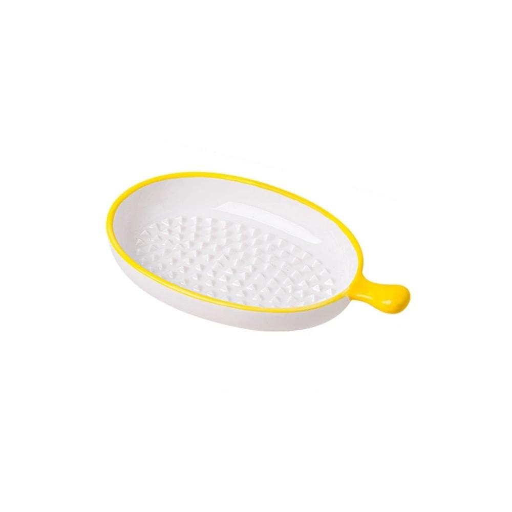 Multi-function Ceramic Grinder Ellipse Ginger Grater Kitchen Utensil Grinding Dish Kitchen Yellow with handle