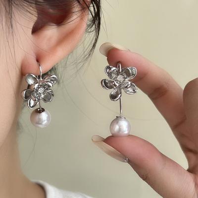 Super Fairy Exquisite Sweet Flower Pearl Earrings Women'S Fashion Temperament Beautiful Personality Advanced Sense Earrings