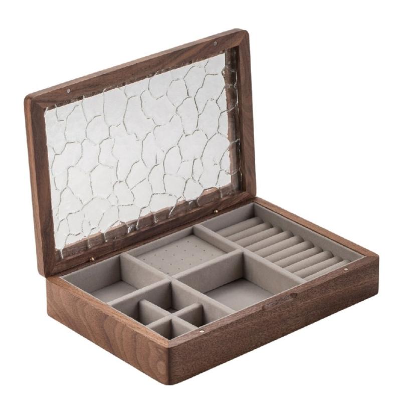 Portable Jewelry Storage Box Sturdy Wood Organizers with Soft Lining Accessory for Home Organization and Travel Use
