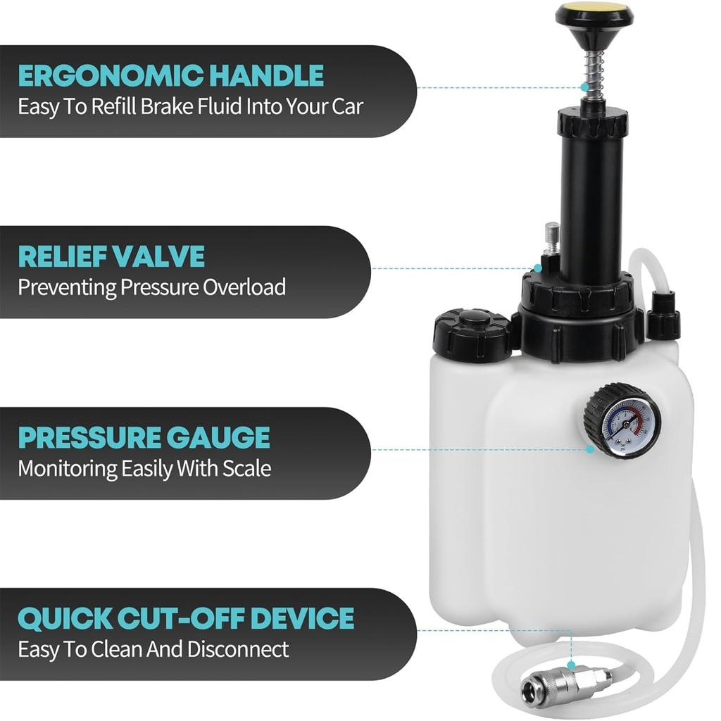 Sada pro manuální odvzdušňování brzdové kapaliny do auta 3L, vakuové čerpadlo brzdové kapaliny, profesionální stroj na proplachování brzd, pneumatické odvzdušňování brzd