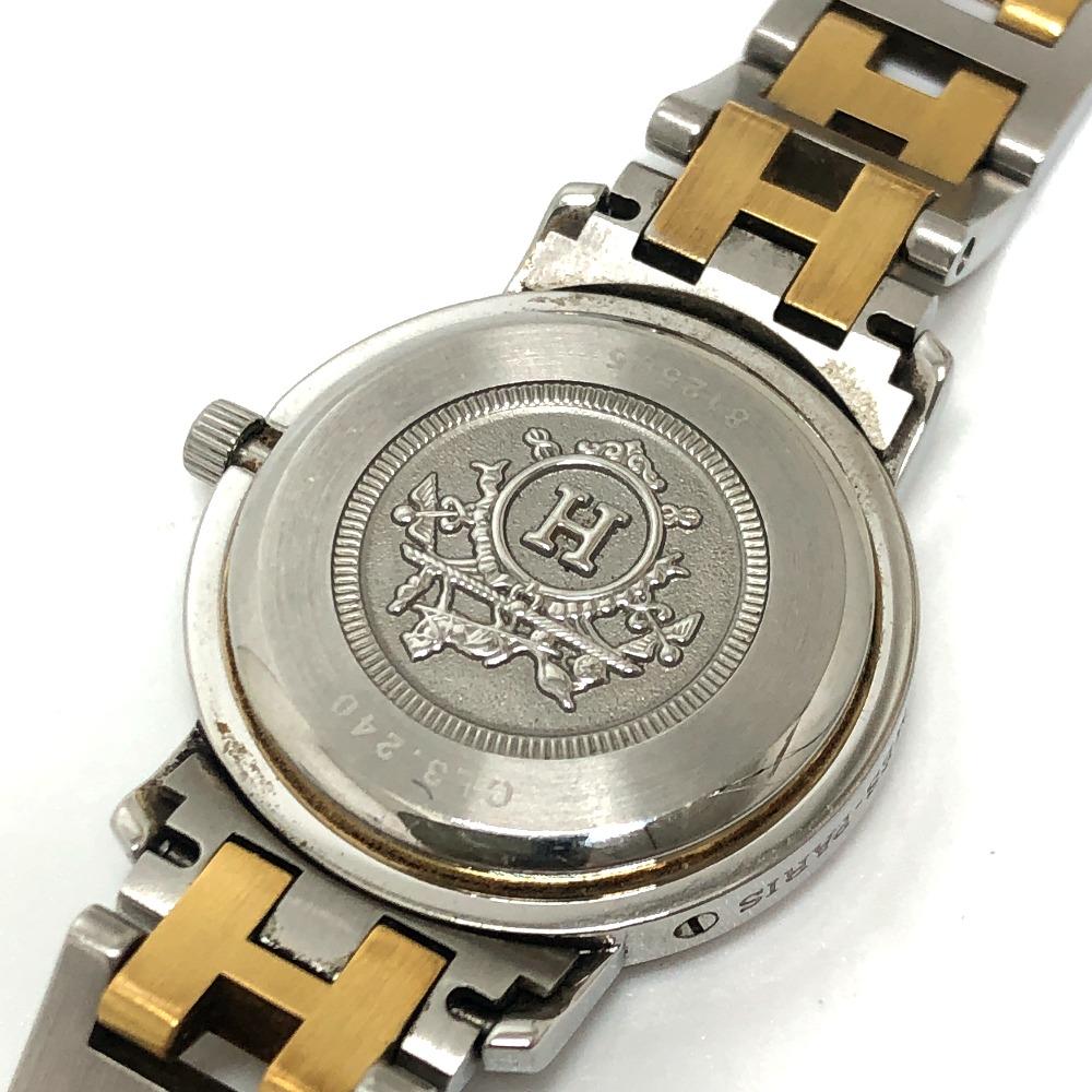 HERMES CL3.240 Clipper Quartz Date Watch Round Face Two-tone Wristwatch