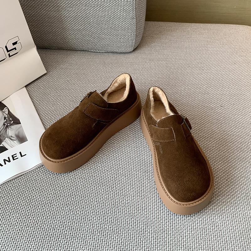 Thick-soled Plush Women's Warm Cotton Shoes Wear Snow Boots Wide Fat Feet Large Size Women's Shoes