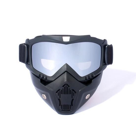 2Pcs Outdoor Cycling Goggles with Detachable Face Guard UV Protection Windproof Men Skiing Snowboarding Motorcycle Bike Sports Glasses