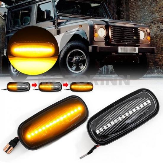 Clear Dynamic LED Side Marker Light 2PCS For Land Rover Defender TD5 Discovery
