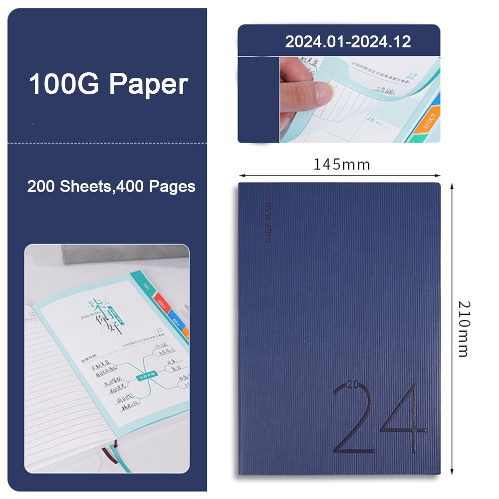 

(Можно выгравировать логотип) Книга делового расписания на 2024 год, книга студенческого ежедневного планирования на 365 дней, книга планов, книга записей, блокнот, книга самодисциплины A5