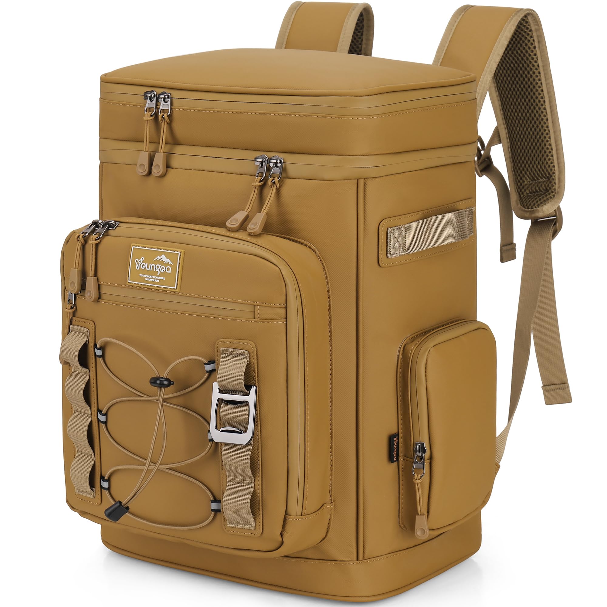 

YOUNGOA 42Cans Cooler Backpack Insulated Waterproof Unisex L Size Leak Proof Backpack Cooler Yellow