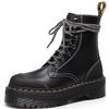 Thick-bottomed Hole Martin Boots Side Zipper Women's Short Boots, Muffin Bottom Lace-up Tooling Boots
