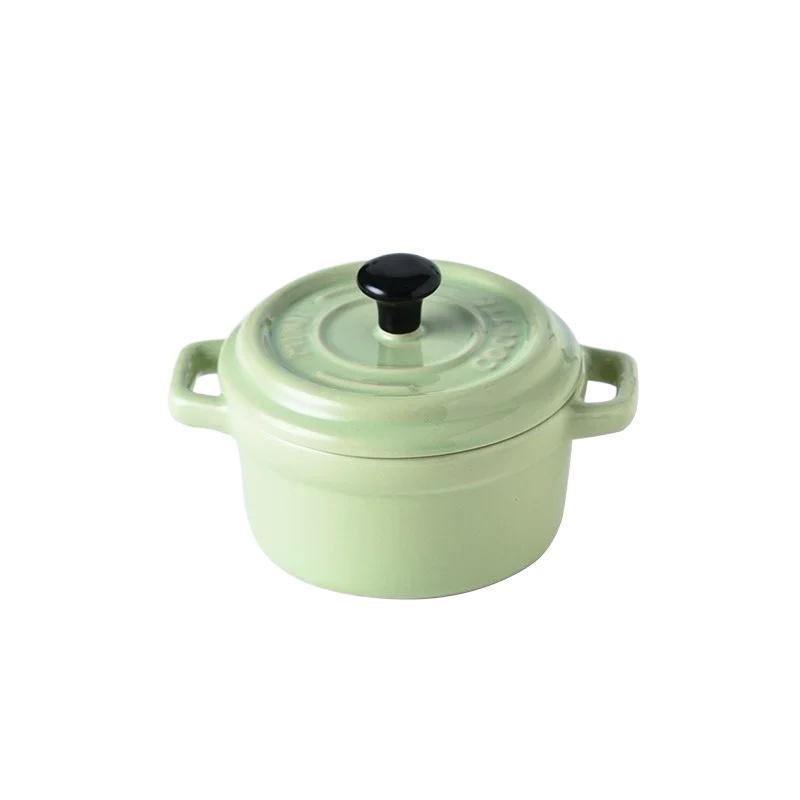 Ceramic Breakfast Bowl with Hanging Ears Anti-scalding Microwaveable Kid's Steamed Egg Food Bowl with Lid Household Soup Bowl
