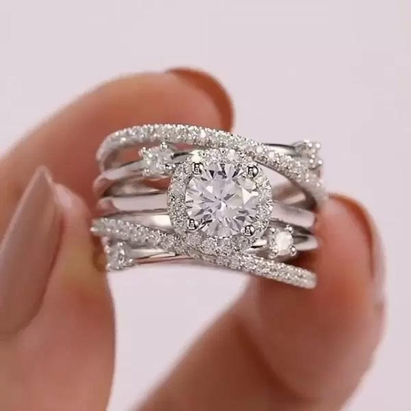

Trendy Multi-Circle Zircon Ring for Women Size 10