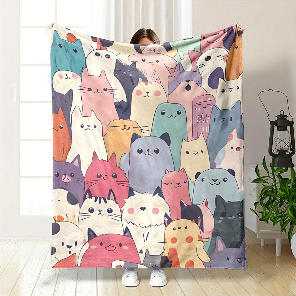 Cute Cartoon Cats Pattern for all seasons blanket lunch break throw gift