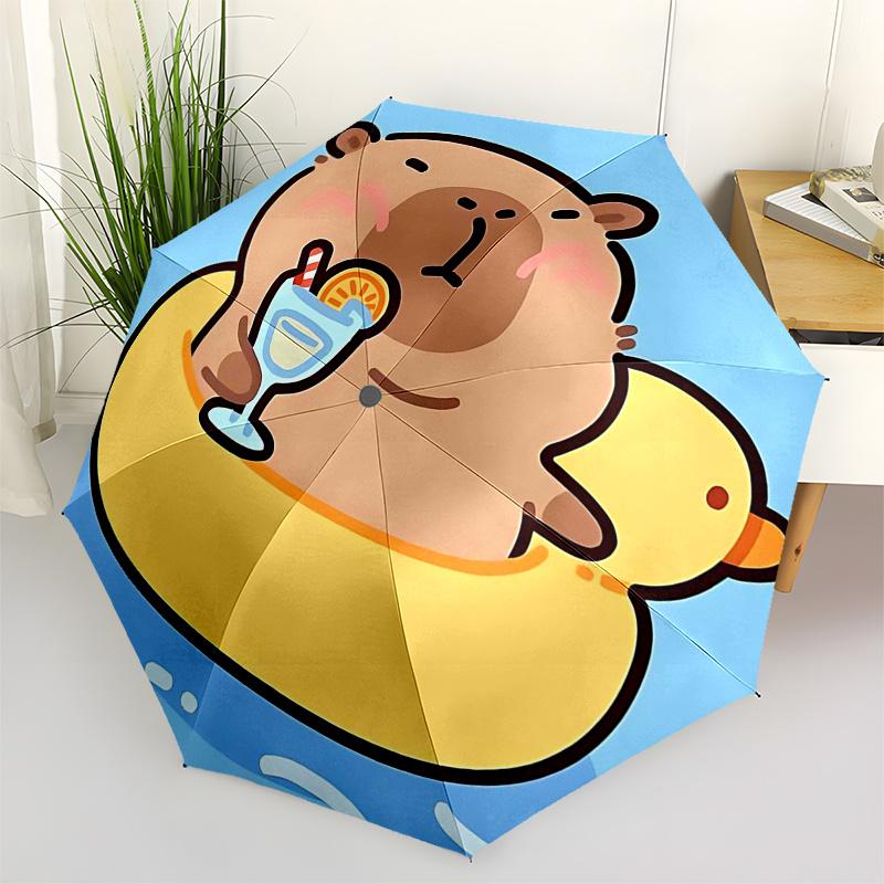 

Capybara Themed Travel Umbrella-8 Ribs Automatic Opening and Closing, Portable Folding Design, Compact and Stylish Umbrella Suitable for Out
