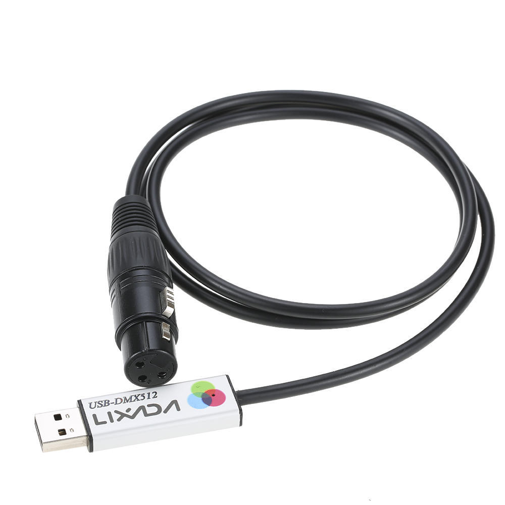 Lixada USB Lighting Console USB to DMX Interface Adapter LED DMX512 Computer PC Stage Lighting Controller Dimmer