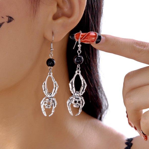 Classic Gothic Black Moon Star Tassel Crystal Earrings for Women Vintage Vampire Bat Water Drop Earring Halloween Charm Jewelry