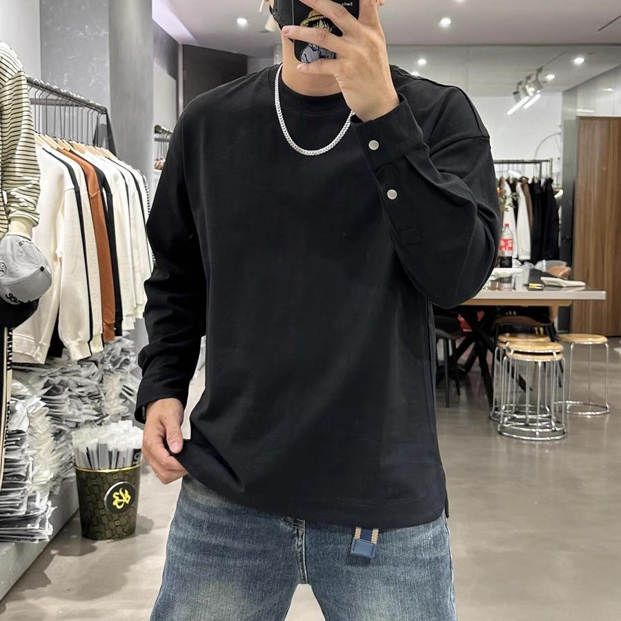 

Season solid color loose sweater men s and women s tops long-sleeved pullover sportswear men s fashion cuffs men s clothing XXXL чорний