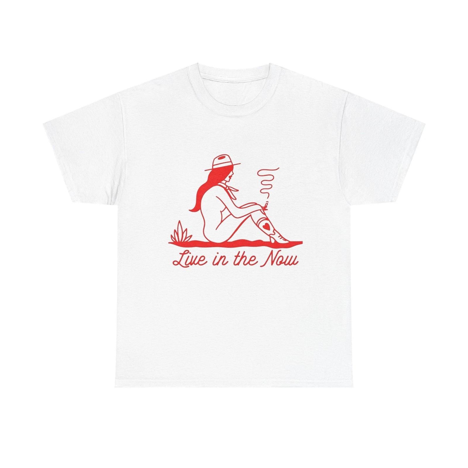 Live In The Now Cowgirl Graphic T-Shirt Cotton Tee New Gift Vintage L