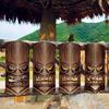 Pack of 4 Hand Carving Wooden Mask Wall Hangings Polynesian Themed Home Decorative Item for Indoor and Outdoor Space