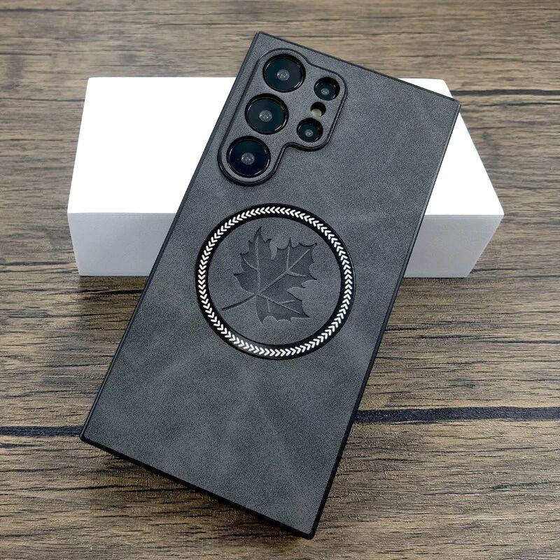 Pro Magsafe Kožené Nárazuvzdorné Pouzdra na Telefon Pro Samsung Galaxy S21 S22 S23 S24 S25 Note 20 Ultra Magnetický Kryt pro Bezdrátové Nabíjení