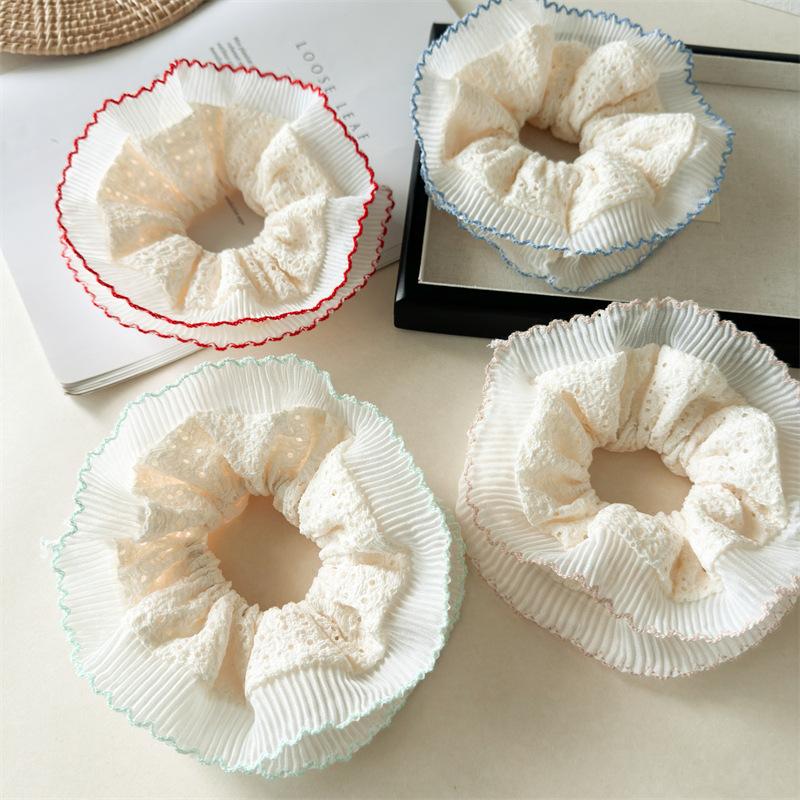 French Sweet Lace Intestine Loop Headband Women's Large Elastic Hair Rope Ringfor Girls Fashion Hair Accessories Headwear