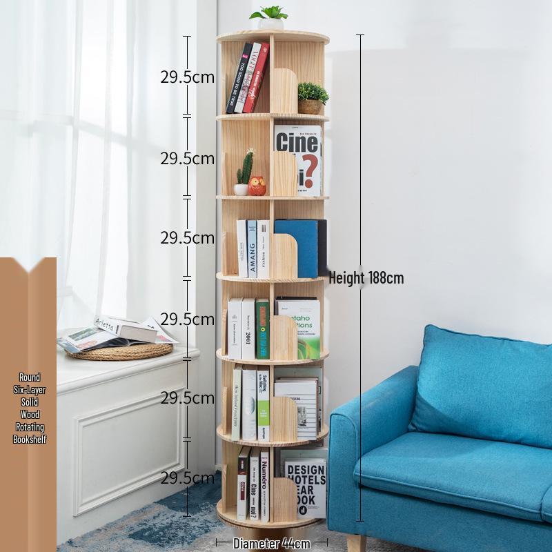 360° Rotating Children's Bookshelf: Floor-Standing, Desktop Pine Wood Storage Rack