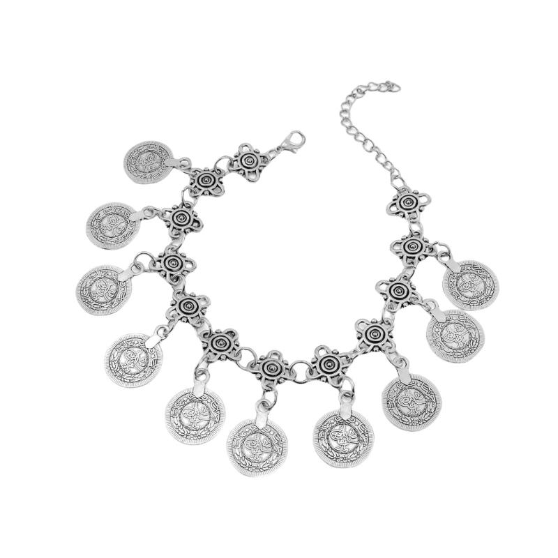 Vintage Bohemian Gypsy Coin Tassels Anklet Chain Retro Bracelet for Women Beach Party Stylish Barefoot Sandals Jewelry