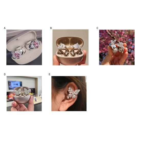 Rhinestone for Clip on Earbuds Open Ear Decorative Zirconia Earphone Accessories Removeable DIY Decoration