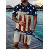 Mens Casual Loose Fit Polo Shirt With 3D Digital Print Short Sleeve Asymmetrical Design Wear