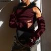 Men Fur Collar Oversleeve Glitter Tops Party Dance Tanks