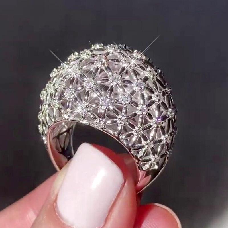 Cao Shi Leichter Luxus Gänseblümchen Design Statement Ring - Europäischer & Amerikanischer Stil Übertriebenes Hohlmuster Schmuck für Damen