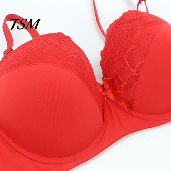 Thin Mold Cup Bra Women's Plus Size Push Up Sexy Floral Lace Full Gathering Effect Coverage Underwired Padded Supportive Everyday for Heavy