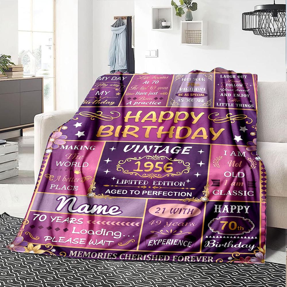 Vintage Celebration Blanket Personalized Name Soft Warm And Versatile For Sofa Bed Office And Travel Machine Washable Comfortable In All Seasons Best