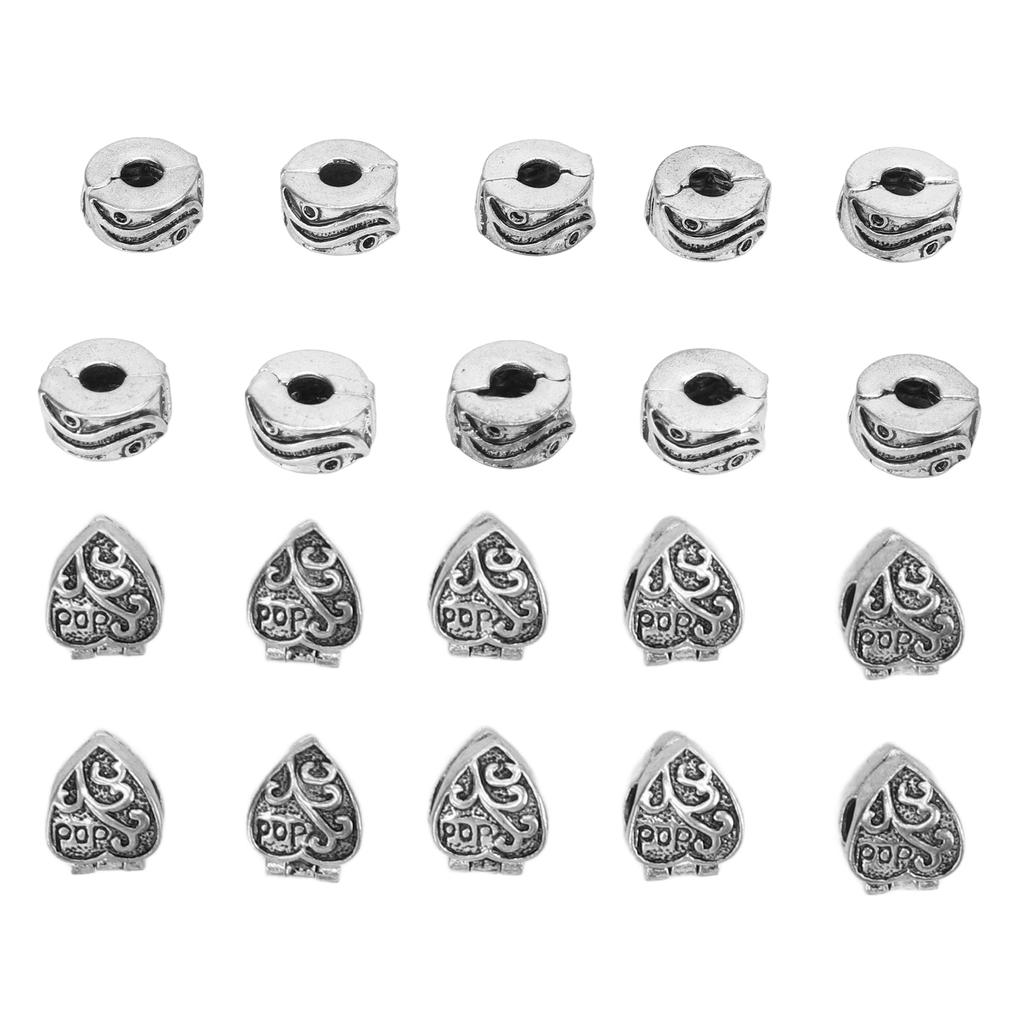 10 Stück Clipverschluss Perlen Antik Silber Armband Rutschfeste Positionierungsclip Schnallenperlen DIY Handgemacht J