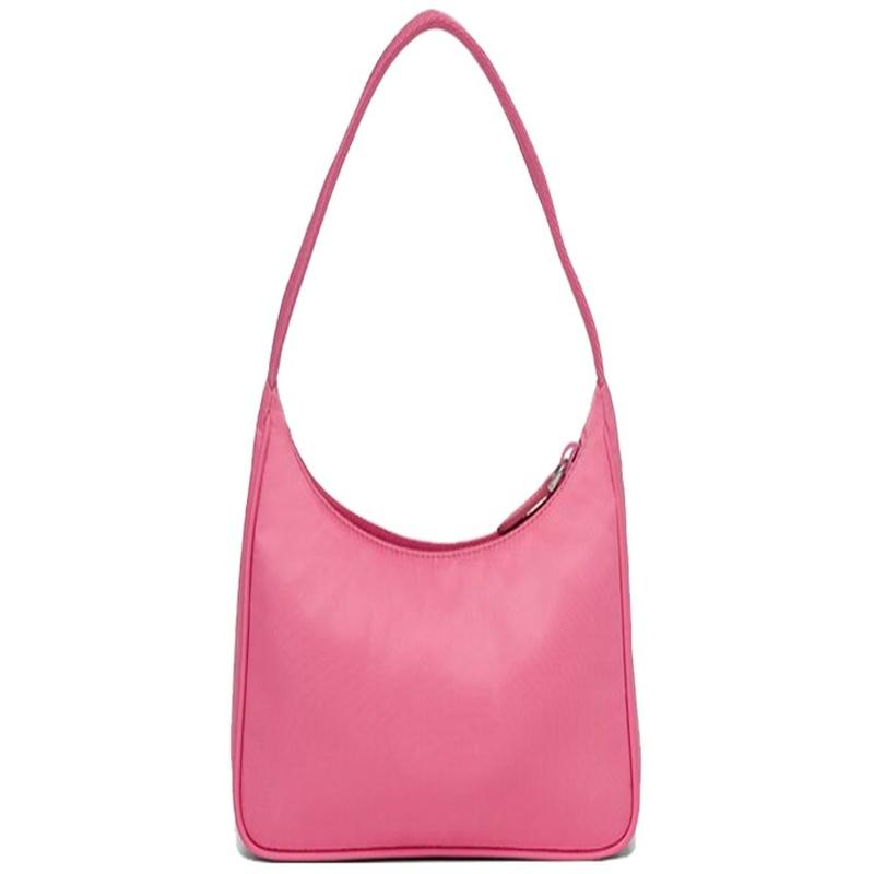 Prada 2000 Triangle Label Nylon Nylon Bag Underarm Bag Handbag Shoulder Bag Women's Begonia Pink Dark Pink