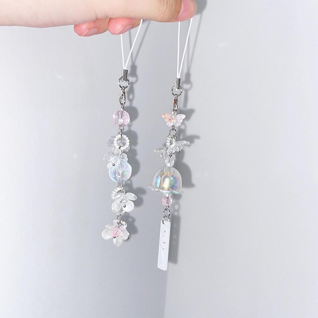 Jellyfish Phone Chain Flower Pendant Keychain Acrylic Phone Charm Strap Lanyard Bag Backpack Ornament Key Holder Jewelry