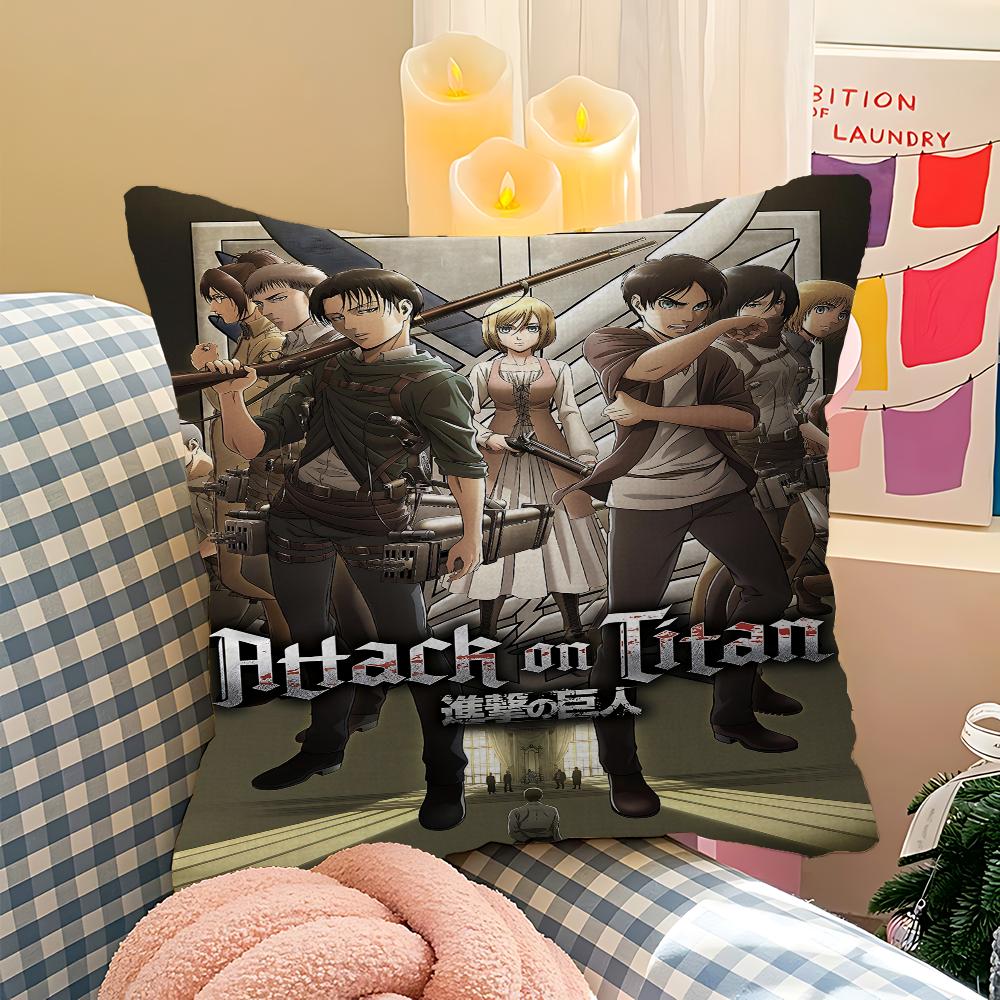 Anime A-Attack On T-Titan Cushion Cover Car Throw Pillow Case For Sofa Car Christmas Gift 40x40cm 45x45cm