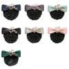 Women Hair Net Temperament Flower Shape OL Style Fishnet Hair Decoration Decorative Soft Bow-knot Lady Bud Hair Net for Airline Stewardess