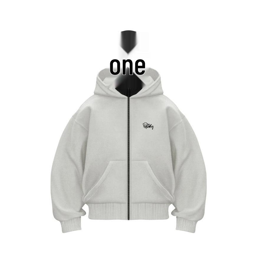2025 American Trendy Double Hood Zipper Cardigan Hoodie - Couple Style, Windproof, High Street Fashion
