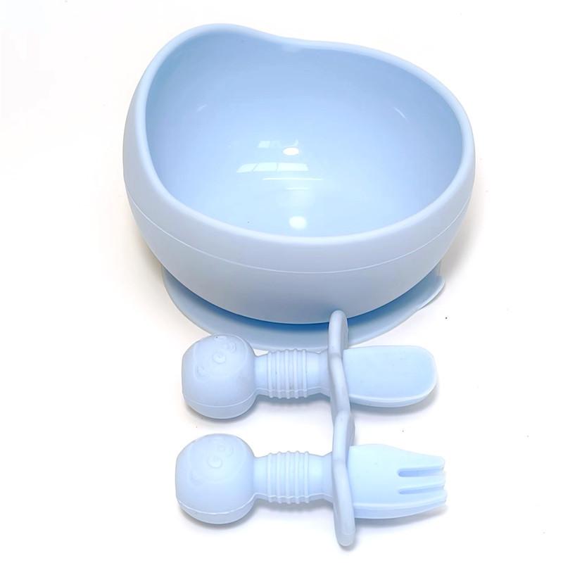 3pcs Silicone Complementary Bowl Toddler Silicone Bowl Baby Fork Spoon Set Children s Autonomous Complementary Silicone Meal Plate