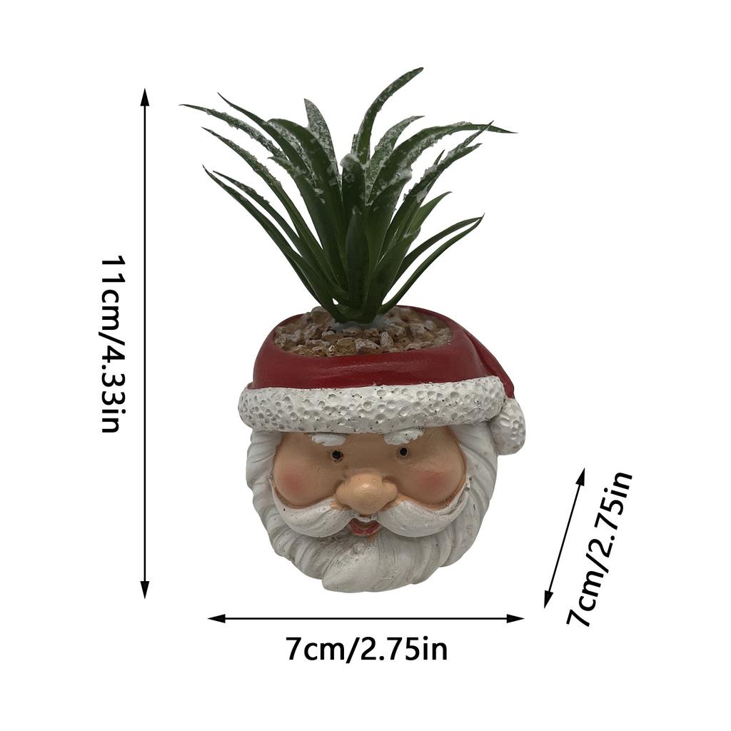Christmas Artificial Succulent Plants In Pots Resin Fake Flower Planter Santa Snowman Small Faux Pot Plants Christmas Decoration