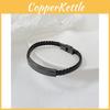 Vintage Black Stainless Steel Bracelet Wholesale Fashion Woven Leather Bracelet Jewelry