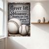 Rustic Vintage Metal Sign with Baseballs - 'Never Let Fears Keep You From Playing' Inspirational Plaque for Man Cave Home Decor,