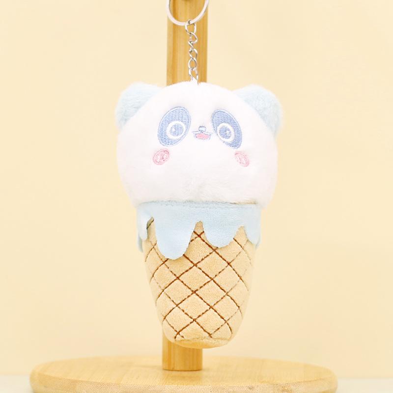 

Colorful Panda Plush Ice Cream Cone Keyring Perfect Cute Decoration Bag Light Blue Panda