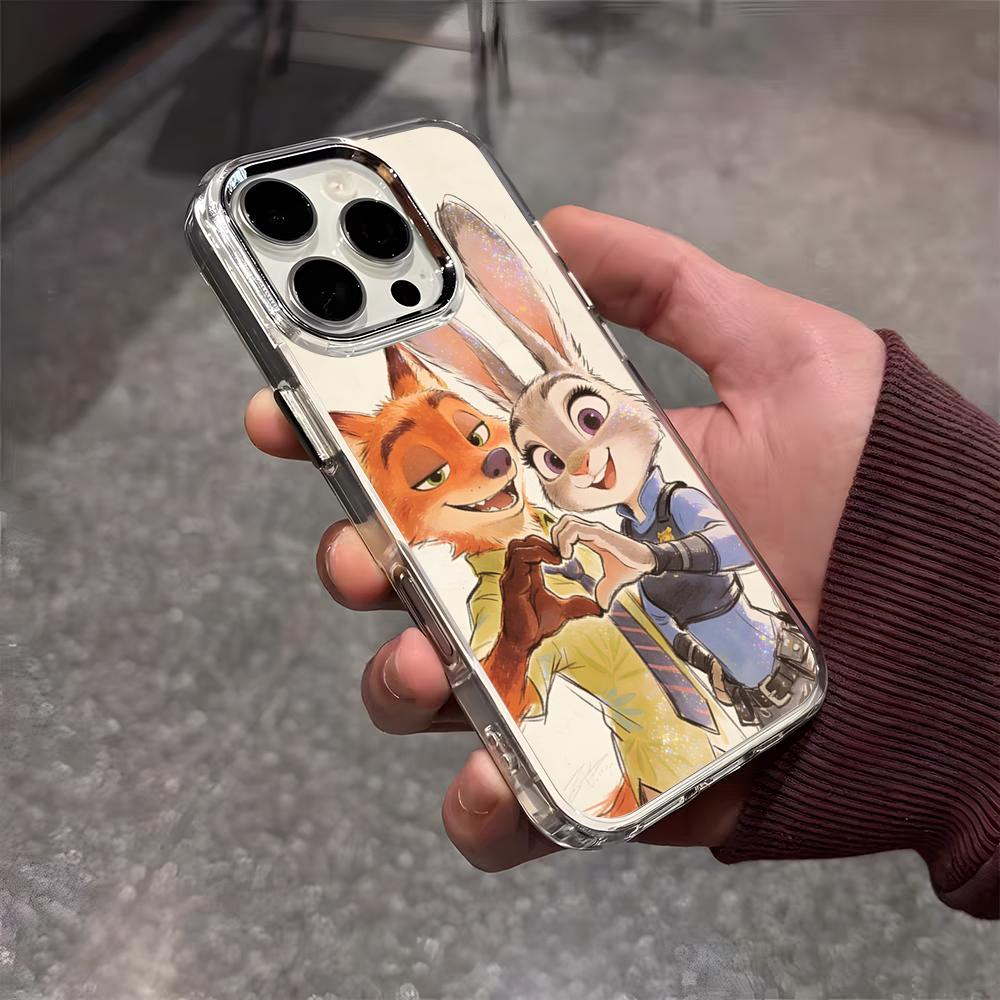 Anime Z-Zootopia Phone Case For IPhone 17 Air 16 E 15 14 13 12 11 Plus Pro Max Electroplated Transparent Soft Shell