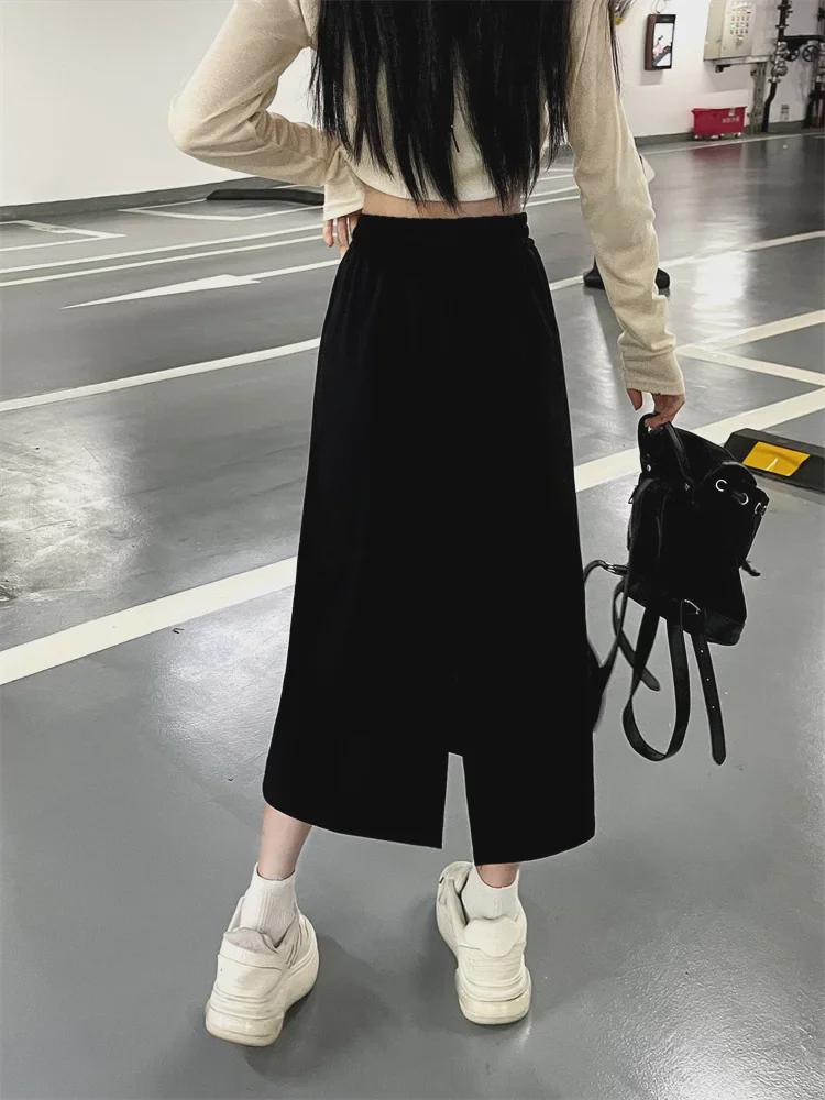 Gonna Slim a Vita Alta Stile Coreano 2024 con Spacco Posteriore - Versatile, Casual ed Elastica