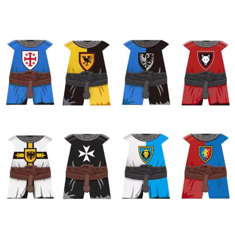 Blocs de Construction Médiévaux Soldat Figurine Accessoires Capes Boucliers Casques Lances Arbalètes Armures Briques Couteau Supports Jouet Cadeau